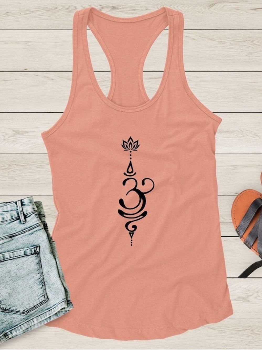 Racerback Yoga Tank with Lotus Om Design 🪷